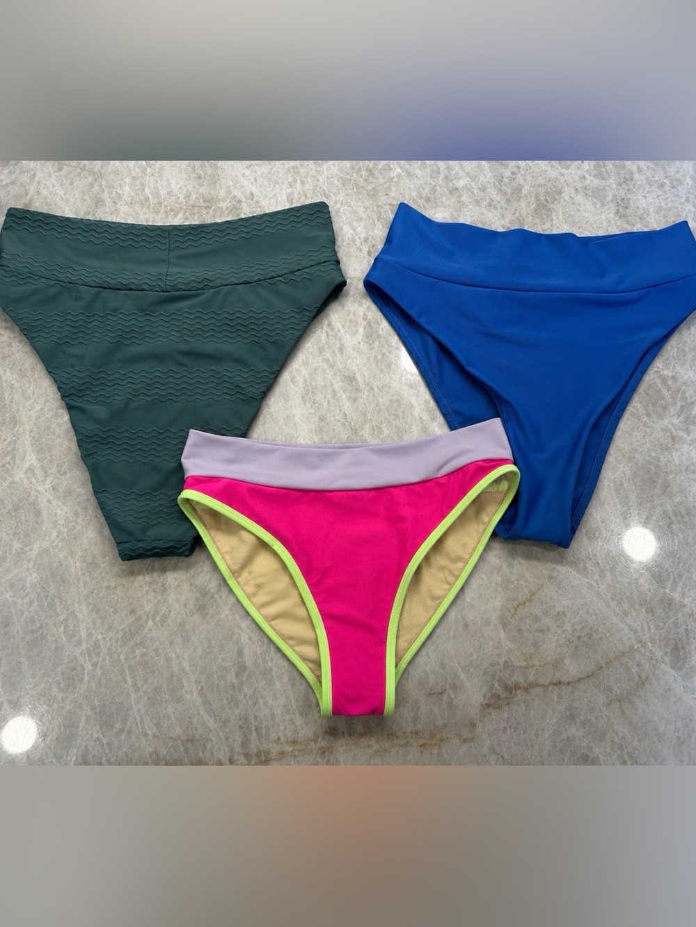 Bikini Bottom Bundle Lot of 3 Aerie Small High Cut Cheeky Swim Blue Pink Green